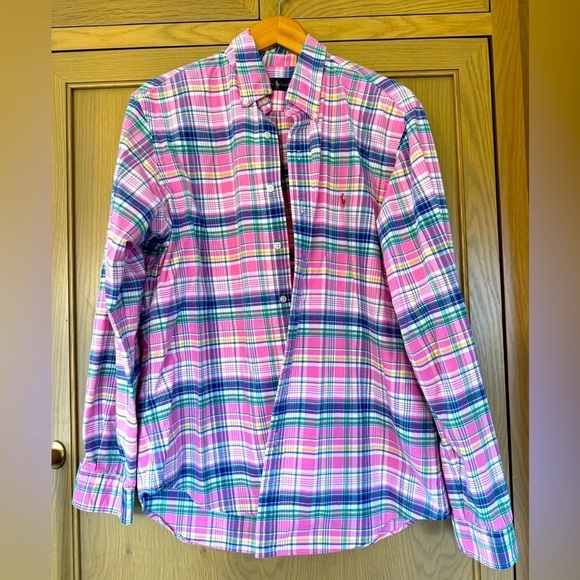Ralph Lauren Cotton Plaid Button Down Shirt / large - Picture 1 of 12